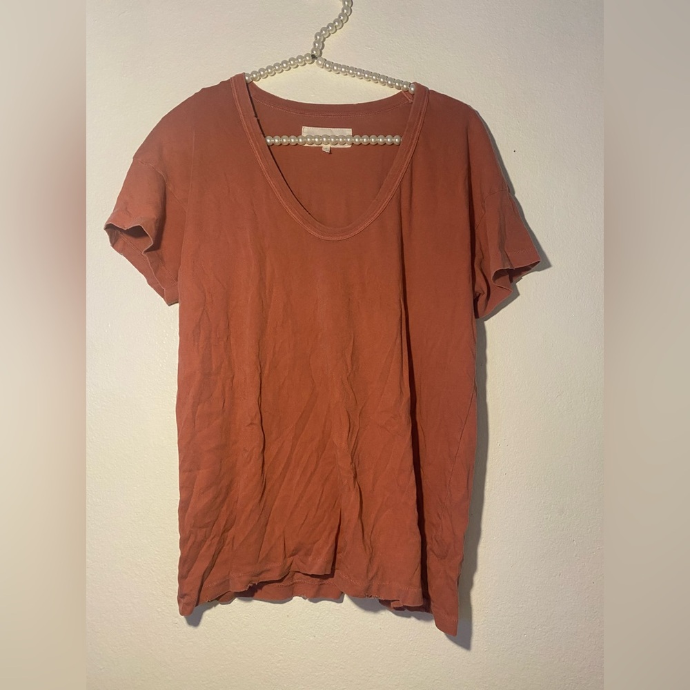 The Great. Boho Distressed Basic Orange Blouse Si… - image 2